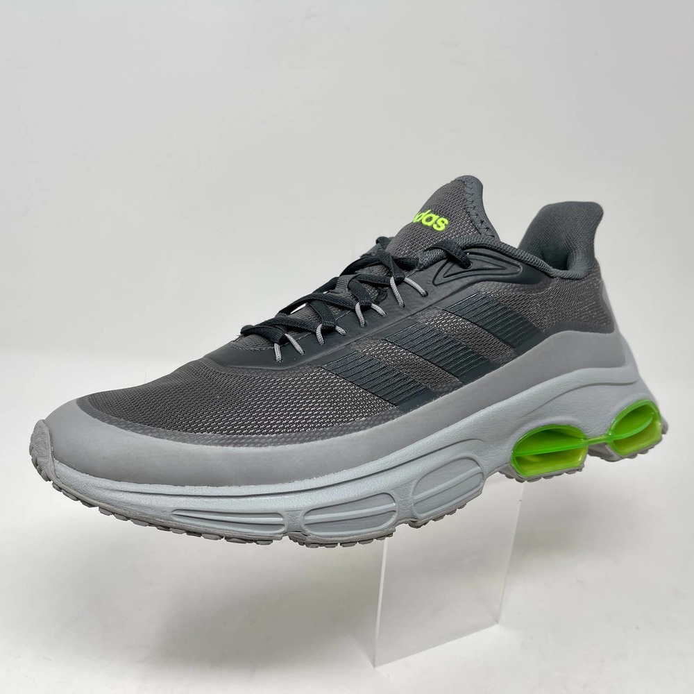 adidas Men's Athletic Shoes Gray with Neon Green Accents